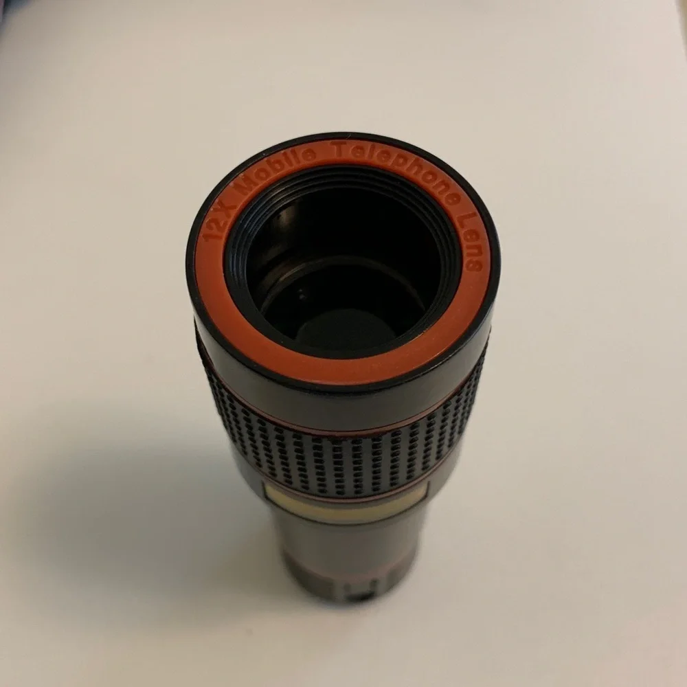 Monocular single lens for 12X magnification & cell phone clip for closeup photos